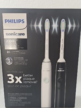 Philips Sonicare 2300 Electric Toothbrush Pair in White & Black